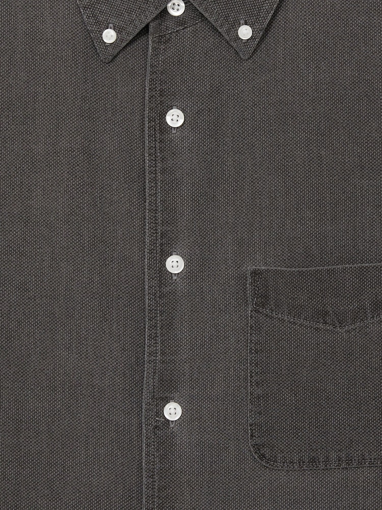 Sprana črna - Reiss Kittle denim Piqué z gumbi po celotni dolžini srajce - Slika 6 iz 6