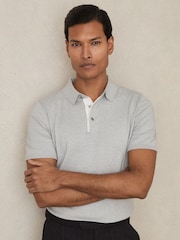 Washed Sage Green - Reiss Finch Contrast Placket Polo Shirt With Cotton - Image 1 of 5