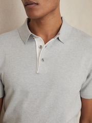 Washed Sage Green - Reiss Finch Contrast Placket Polo Shirt With Cotton - Image 3 of 5