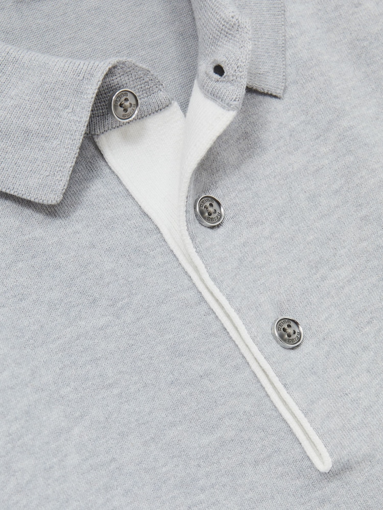 Washed Sage Green - Reiss Finch Contrast Placket Polo Shirt With Cotton - Image 5 of 5