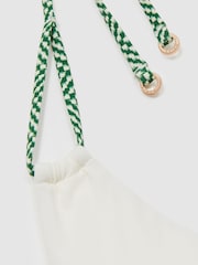 Reiss White/Green Rue Chequered-Strap Triangle Bikini Top - Image 5 of 5