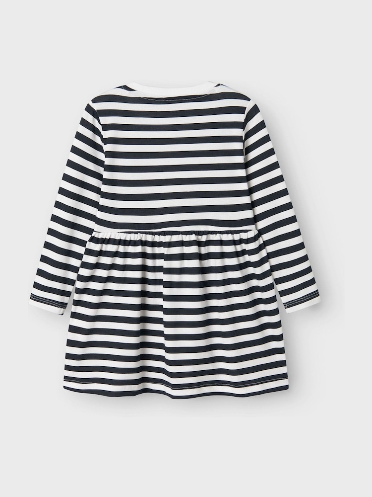 Name It Blue Striped And Plain Jersey Dresses 2 Pack - Image 3 of 3