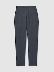 Reiss Airforce Blue Malibu Slim-Fit Sharkskin Suit Trousers Wool-Blend - Image 3 of 10