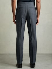 Reiss Airforce Blue Malibu Slim-Fit Sharkskin Suit Trousers Wool-Blend - Image 7 of 10