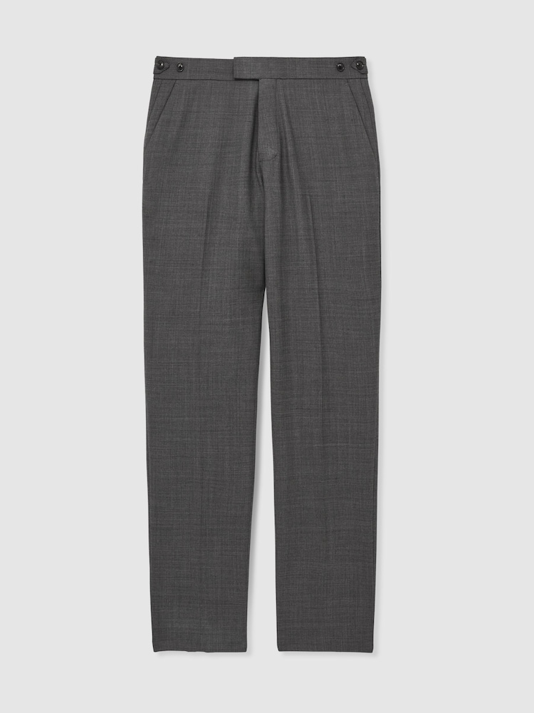Reiss Charcoal Grey Malibu Slim-Fit Sharkskin Suit Trousers Wool-Blend - Image 2 of 9