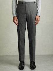 Reiss Charcoal Grey Malibu Slim-Fit Sharkskin Suit Trousers Wool-Blend - Image 3 of 9