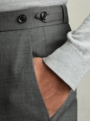 Reiss Charcoal Grey Malibu Slim-Fit Sharkskin Suit Trousers Wool-Blend - Image 5 of 9