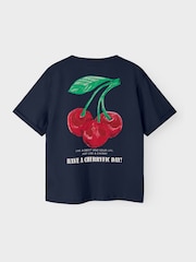 Name It Blue Cherry Graphic Back Print T-Shirt - Image 1 of 2