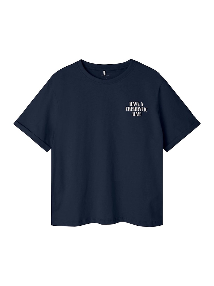 Name It Blue Cherry Graphic Back Print T-Shirt - Image 2 of 2