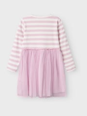 Name It Pink Striped Jersey Tulle Dress - Image 2 of 2