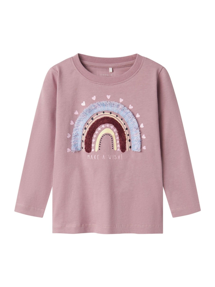 Name It Purple Rainbow Applique Jersey Long Sweat Top - Image 1 of 3 Name It Purple Rainbow Applique Jersey Long Sweat Top - Image 1 of 3