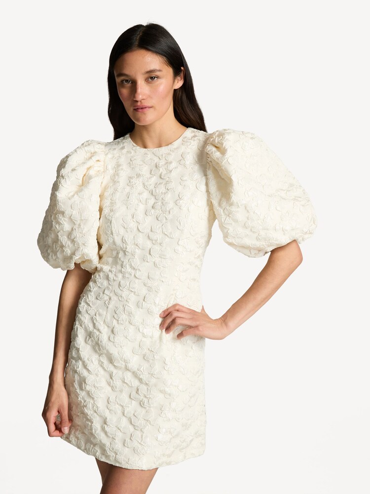 Rotate White Jacquard Print Mini Dress - Image 2 of 6 Rotate White Jacquard Print Mini Dress - Image 2 of 6