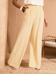 Love & Roses Buttermilk Side Stripe Trousers With Linen Wide Leg - Image 2 of 4