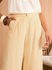 Love & Roses Buttermilk Side Stripe Trousers With Linen Wide Leg - Image 3 of 4