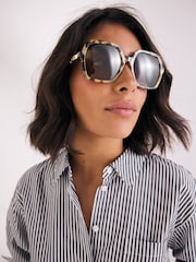Tortoiseshell Brown Large Square Sunglasses - Image 1 of 5