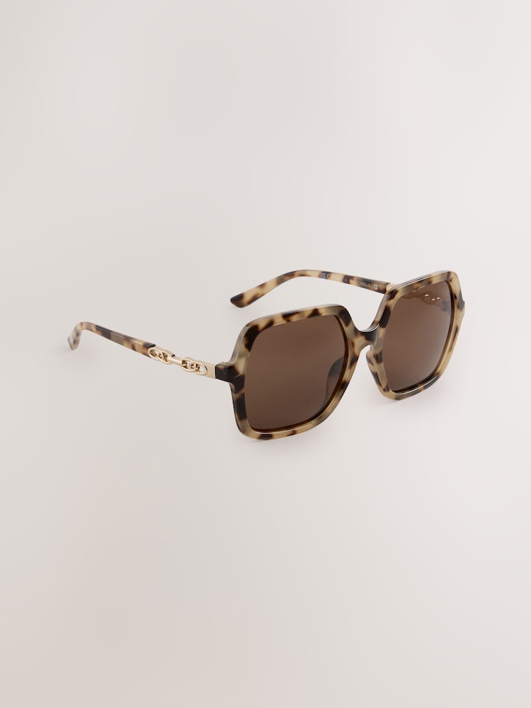 Tortoiseshell Brown Large Square Sunglasses - Image 3 of 5