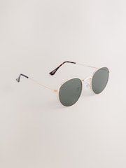 Khaki Green Round Sunglasses - Image 1 of 3