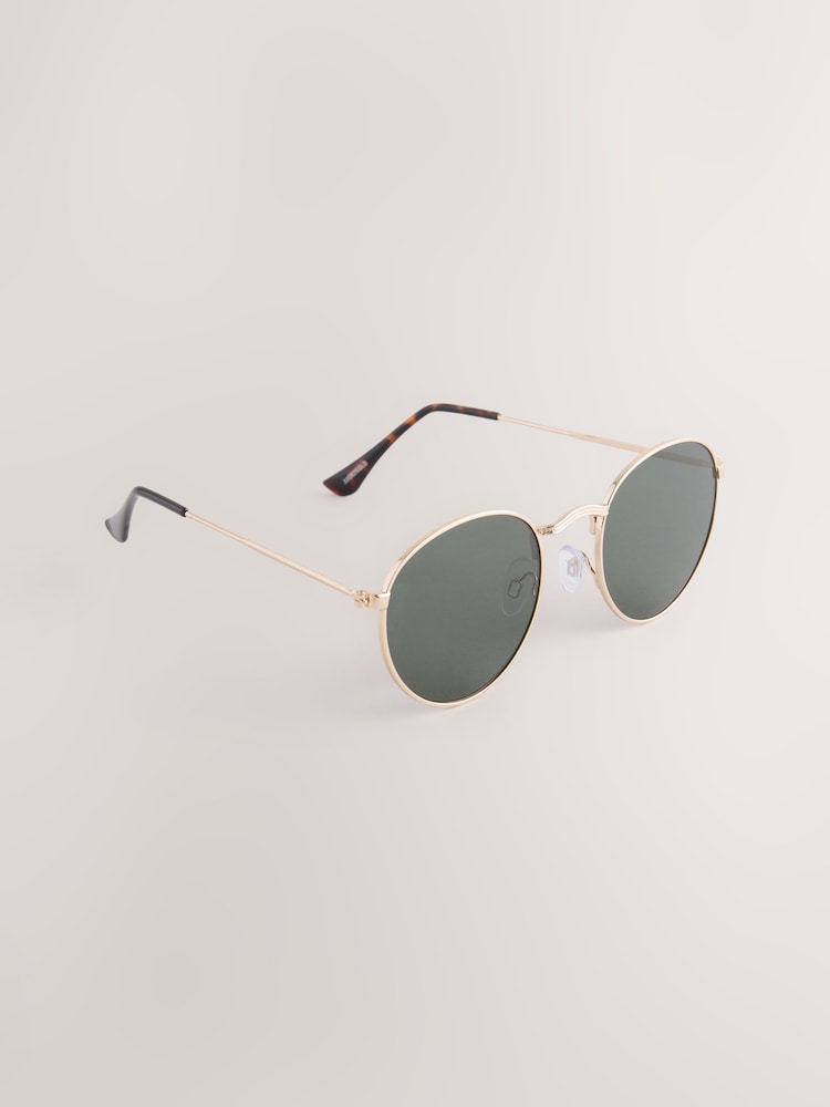 Khaki Green Round Sunglasses - Image 1 of 3