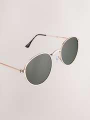 Khaki Green Round Sunglasses - Image 3 of 3