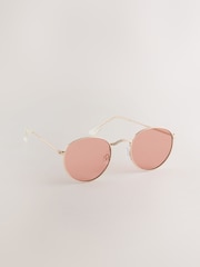 Gold Tone Round Metal Frame Sunglasses - Image 1 of 3