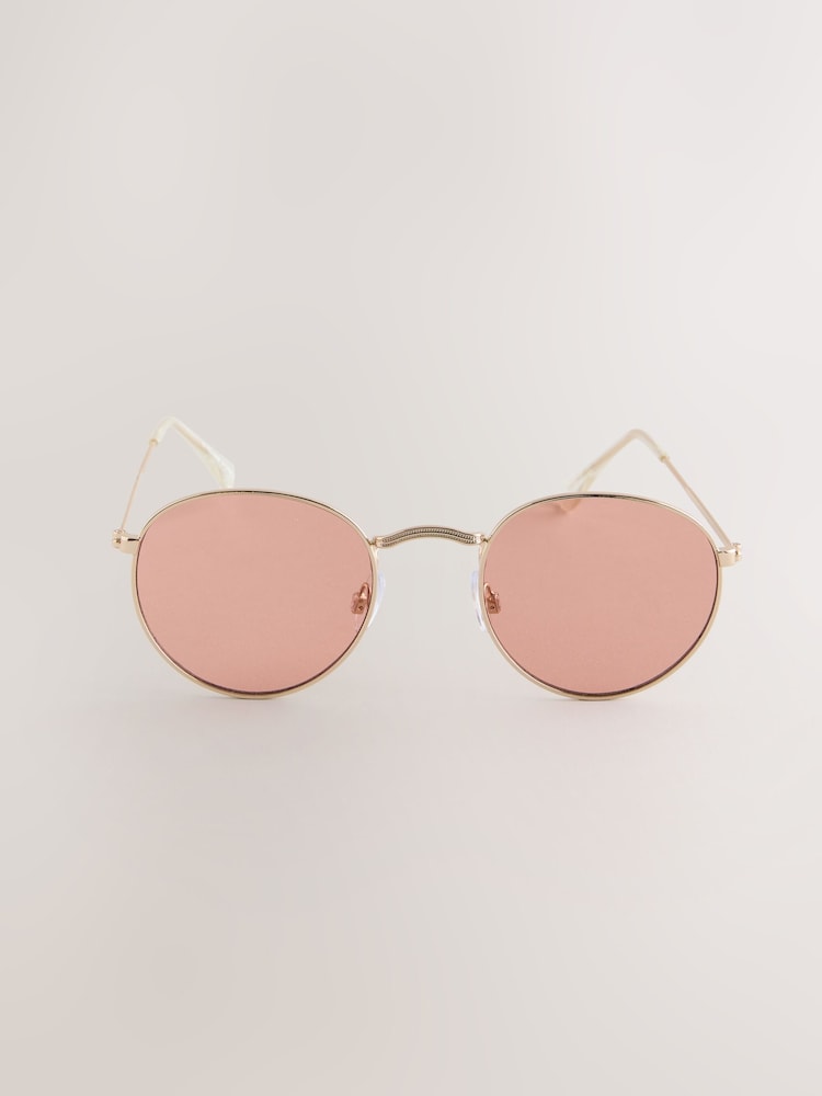 Gold Tone Round Metal Frame Sunglasses - Image 2 of 3