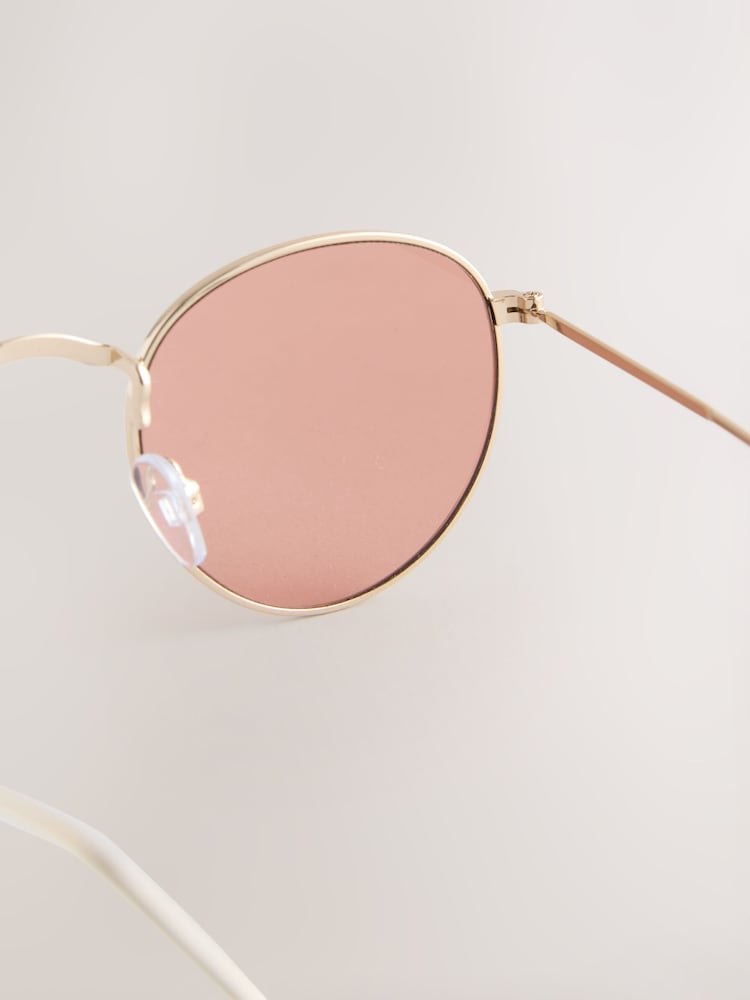 Gold Tone Round Metal Frame Sunglasses - Image 3 of 3