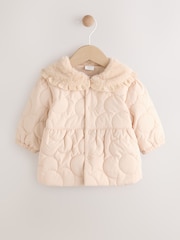 Neutral Oversized Collar Quilted Baby Pramsuit (0mths-2yrs) - Image 1 of 5