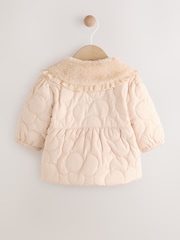 Neutral Oversized Collar Quilted Baby Pramsuit (0mths-2yrs) - Image 2 of 5