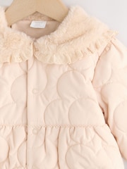 Neutral Oversized Collar Quilted Baby Pramsuit (0mths-2yrs) - Image 3 of 5