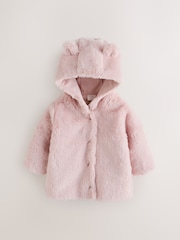 Pink Faux Fur Hooded Baby Jacket (0mths-2yrs) - Image 2 of 11