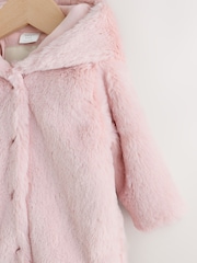 Pink Faux Fur Hooded Baby Jacket (0mths-2yrs) - Image 4 of 11
