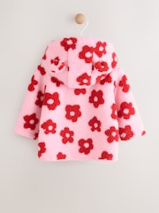 Pink Floral All Over Print Borg Hooded Baby Jacket (0mths-2yrs) - Image 2 of 7