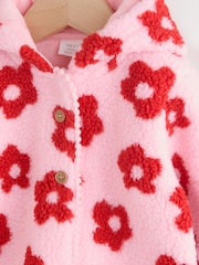 Pink Floral All Over Print Borg Hooded Baby Jacket (0mths-2yrs) - Image 4 of 7