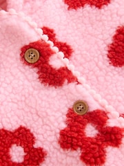 Pink Floral All Over Print Borg Hooded Baby Jacket (0mths-2yrs) - Image 6 of 7