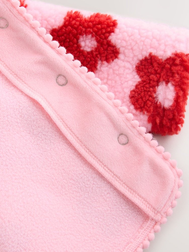 Pink Floral All Over Print Borg Hooded Baby Jacket (0mths-2yrs) - Image 7 of 7