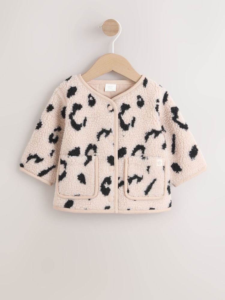 Neutral Borg Leopard Print Baby Jacket (0mths-2yrs) - Image 1 of 9