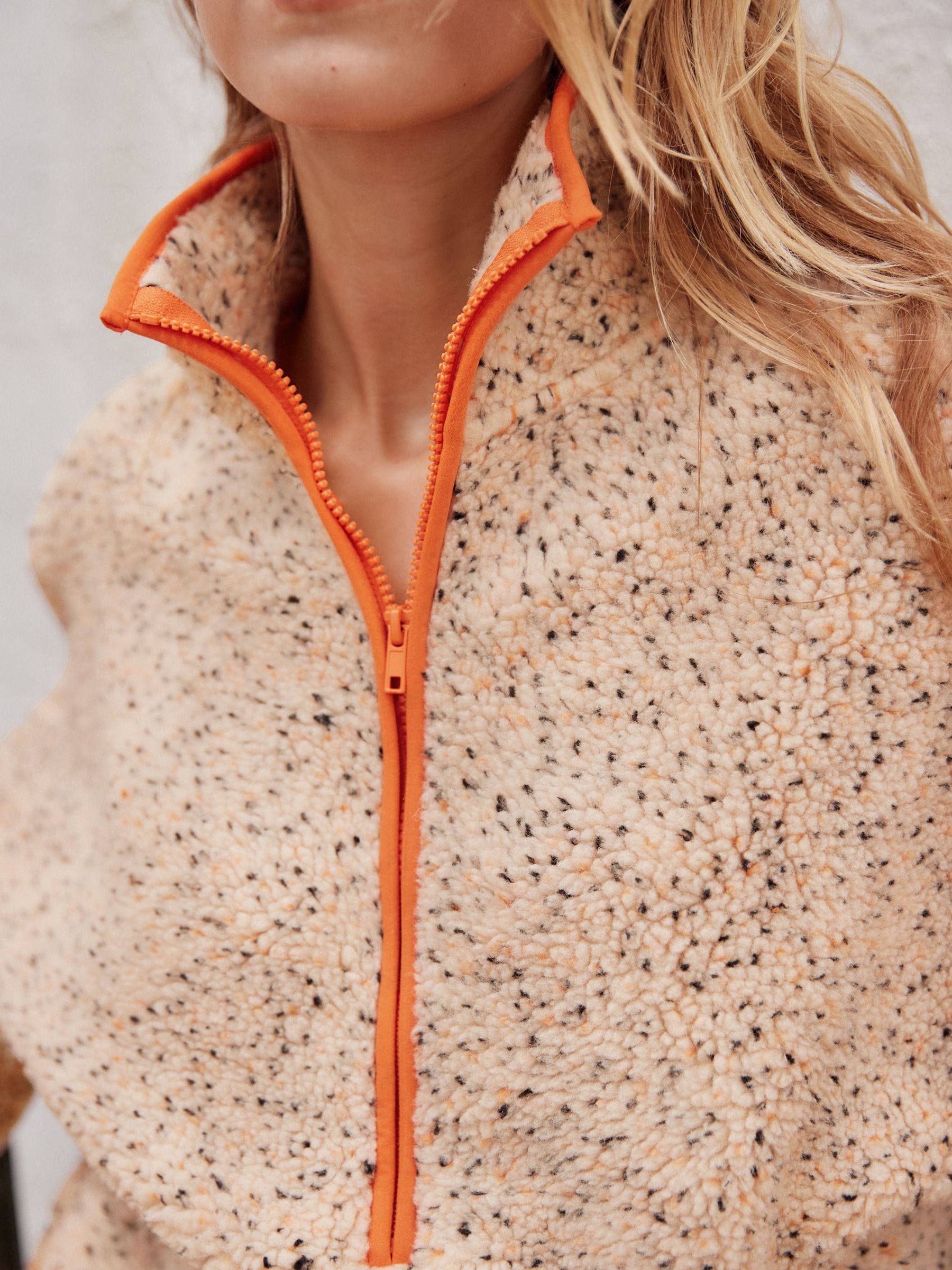 Buy Orange Teddy Borg Quarterzip Fleece Sweatshirt from Next USA