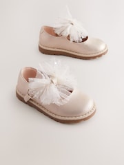 Champagne Gold Wide Fit (G) Chunky Bow Mary Jane Shoes - Image 1 of 5
