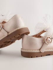 Champagne Gold Wide Fit (G) Chunky Bow Mary Jane Shoes - Image 3 of 5