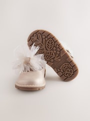 Champagne Gold Wide Fit (G) Chunky Bow Mary Jane Shoes - Image 4 of 5