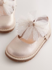 Champagne Gold Wide Fit (G) Chunky Bow Mary Jane Shoes - Image 5 of 5