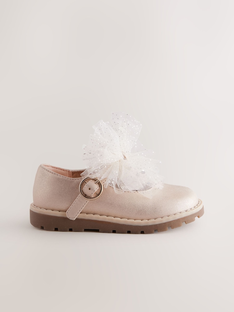 Champagne Gold Standard Fit (F) Chunky Bow Mary Jane Shoes - Image 1 of 1