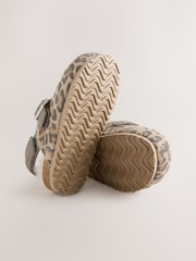 Tan Animal Leather Faux Fur Lined Clog Shoes - Image 5 of 5