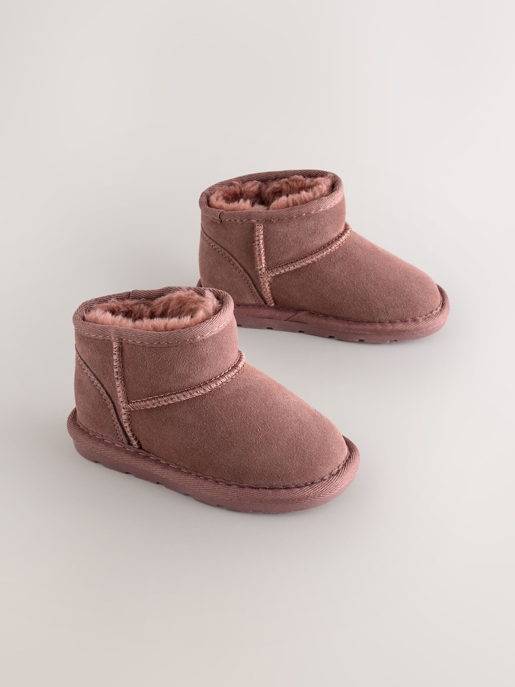 Pink Water Repellent Standard Fit (F) Suede Pull On Boots - Image 1 of 5