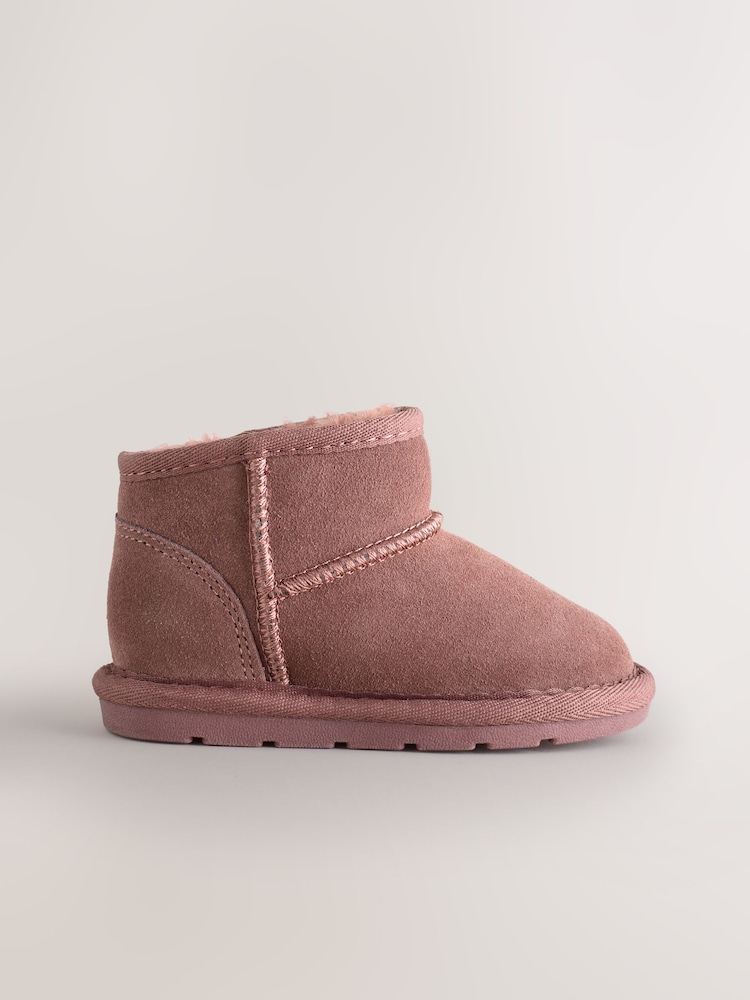 Pink Water Repellent Standard Fit (F) Suede Pull On Boots - Image 2 of 5