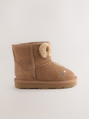 Tan Brown Bunny Suede Pull On Boots - Image 1 of 4
