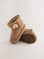 Tan Brown Bunny Suede Pull On Boots - Image 2 of 4