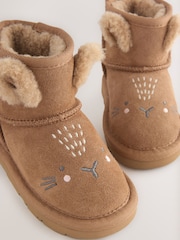 Tan Brown Bunny Suede Pull On Boots - Image 3 of 4