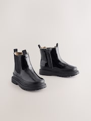 Black Patent Chunky Chelsea Ankle Boots - Image 1 of 5