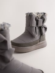 Grey Water Repellent Quilted Bow Boots - Image 8 of 8